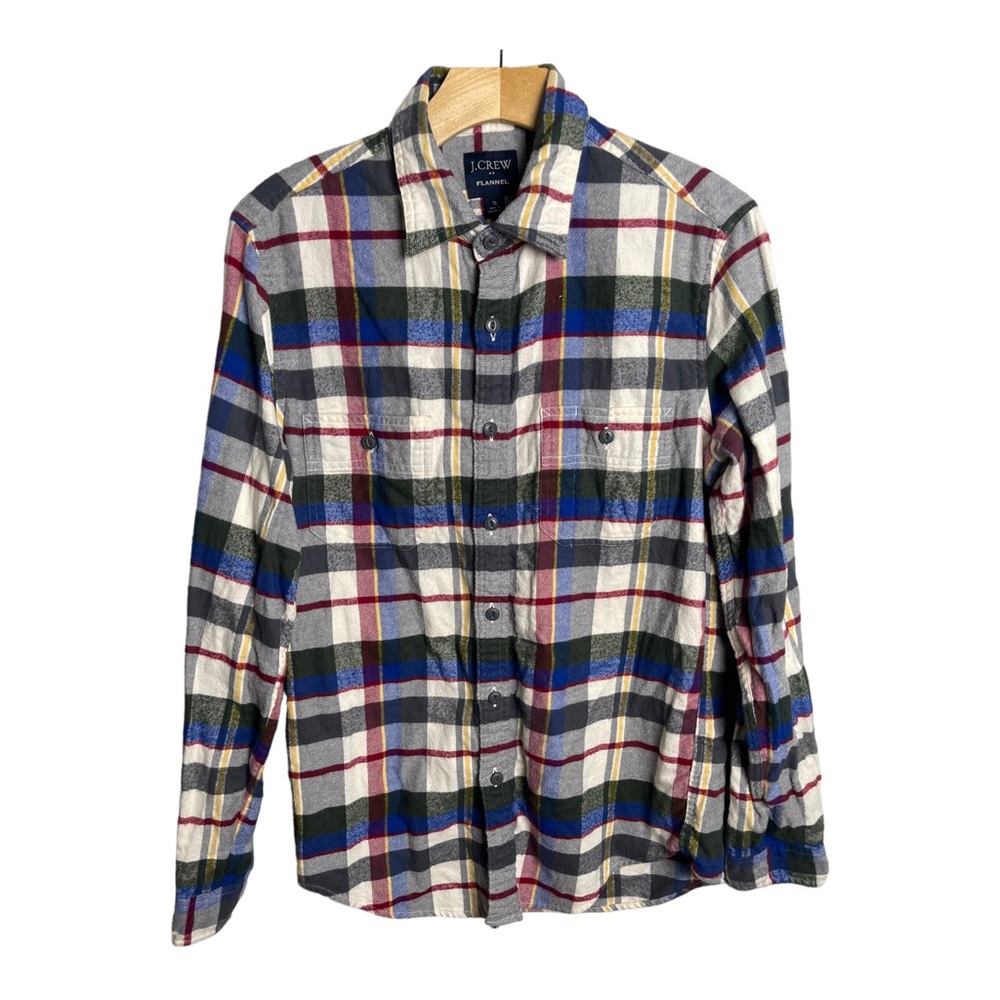 J.Crew Flannel Shirt Men's S Multicolored Cotton Plaid 2 Pocket Long Sleeve